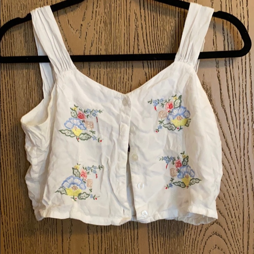 Vintage Embroidered Crop Top